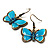 Light Blue Enamel Butterfly Necklace & Drop Earrings Set (Bronze Tone) - view 7