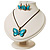 Light Blue Enamel Butterfly Necklace & Drop Earrings Set (Bronze Tone) - view 15