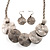 Antique Silver Hammered Disc Necklace & Drop Earrings Set
