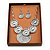 Antique Silver Textured Disc Necklace & Drop Earrings Set - view 2