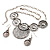 Antique Silver Textured Disc Necklace & Drop Earrings Set - view 11