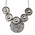 Antique Silver Textured Disc Necklace & Drop Earrings Set - view 6