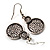 Antique Silver Textured Disc Necklace & Drop Earrings Set - view 5