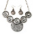 Antique Silver Textured Disc Necklace & Drop Earrings Set - view 8
