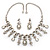 Vintage AB/Clear Crystal Droplet Necklace & Earrings Set In Rhodium Plated Metal - view 3