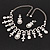 Vintage AB/Clear Crystal Droplet Necklace & Earrings Set In Rhodium Plated Metal - view 15