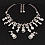 Vintage AB/Clear Crystal Droplet Necklace & Earrings Set In Rhodium Plated Metal - view 2