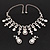 Vintage AB/Clear Crystal Droplet Necklace & Earrings Set In Rhodium Plated Metal - view 16