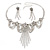 Bridal Swarovski Crystal Flower Tassel Necklace & Earrings Set In Rhodium Plated Metal - view 4