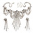 Bridal Swarovski Crystal Flower Tassel Necklace & Earrings Set In Rhodium Plated Metal - view 5