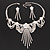 Bridal Swarovski Crystal Flower Tassel Necklace & Earrings Set In Rhodium Plated Metal - view 10