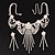 Bridal Swarovski Crystal Flower Tassel Necklace & Earrings Set In Rhodium Plated Metal - view 9