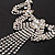 Bridal Swarovski Crystal Flower Tassel Necklace & Earrings Set In Rhodium Plated Metal - view 7