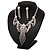 Bridal Swarovski Crystal Flower Tassel Necklace & Earrings Set In Rhodium Plated Metal - view 6
