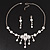 Bridal Swarovski AB/Clear Crystal Floral Necklace & Earrings Set In Rhodium Plated Metal