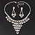 Bridal Swarovski Crystal Bib Necklace And Drop Earring Set In Rhodium Plated Metal - view 3