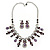 Vintage AB/Purple Crystal Droplet Necklace & Earrings Set In Rhodium Plated Metal - view 2