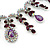 Vintage AB/Purple Crystal Droplet Necklace & Earrings Set In Rhodium Plated Metal - view 3