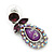 Vintage AB/Purple Crystal Droplet Necklace & Earrings Set In Rhodium Plated Metal - view 7