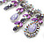 Vintage AB/Purple/Lavender Crystal Droplet Necklace & Earrings Set In Rhodium Plated Metal - view 11