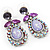 Vintage AB/Purple/Lavender Crystal Droplet Necklace & Earrings Set In Rhodium Plated Metal - view 6
