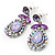 Vintage AB/Purple/Lavender Crystal Droplet Necklace & Earrings Set In Rhodium Plated Metal - view 12