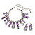 Vintage AB/Purple/Lavender Crystal Droplet Necklace & Earrings Set In Rhodium Plated Metal - view 8