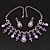 Vintage AB/Purple/Lavender Crystal Droplet Necklace & Earrings Set In Rhodium Plated Metal - view 2