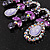 Vintage AB/Purple/Lavender Crystal Droplet Necklace & Earrings Set In Rhodium Plated Metal - view 4