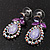 Vintage AB/Purple/Lavender Crystal Droplet Necklace & Earrings Set In Rhodium Plated Metal - view 3