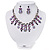 Vintage AB/Purple/Lavender Crystal Droplet Necklace & Earrings Set In Rhodium Plated Metal - view 5