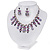 Vintage AB/Purple/Lavender Crystal Droplet Necklace & Earrings Set In Rhodium Plated Metal - view 15