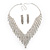 Bridal Clear Swarovski Crystal Bib Necklace & Drop Earrings Set In Silver Plating - view 3