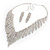 Bridal Clear Swarovski Crystal Bib Necklace & Drop Earrings Set In Silver Plating - view 9