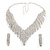 Bridal Clear Swarovski Crystal Bib Necklace & Drop Earrings Set In Silver Plating - view 12