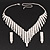 Bridal Clear Swarovski Crystal Bib Necklace & Drop Earrings Set In Silver Plating - view 2