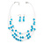 Azure Crystal Floating Bead Necklace & Drop Earring Set - 52cm Length - view 7