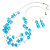 Azure Crystal Floating Bead Necklace & Drop Earring Set - 52cm Length - view 2