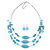 Turquoise Stone And Crystal Floating Bead Necklace & Drop Earring Set - 50cm Length (5cm extension)