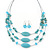 Turquoise Stone And Crystal Floating Bead Necklace & Drop Earring Set - 50cm Length (5cm extension) - view 6