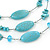 Turquoise Stone And Crystal Floating Bead Necklace & Drop Earring Set - 50cm Length (5cm extension) - view 2
