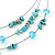 Turquoise Stone And Crystal Floating Bead Necklace & Drop Earring Set - 50cm Length (5cm extension) - view 3