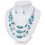 Turquoise Stone And Crystal Floating Bead Necklace & Drop Earring Set - 50cm Length (5cm extension) - view 5