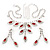 Bridal Red/Clear Diamante Floral Necklace & Earrings Set In Silver Plating - view 16