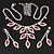 Bridal Red/Clear Diamante Floral Necklace & Earrings Set In Silver Plating - view 9