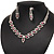 Bridal Pink/Clear Diamante 'Leaf' Necklace & Earrings Set In Silver Plating - view 9