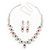 Bridal Pink/Clear Diamante 'Leaf' Necklace & Earrings Set In Silver Plating - view 5