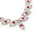 Bridal Pink/Clear Diamante 'Leaf' Necklace & Earrings Set In Silver Plating - view 2