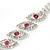 Bridal Pink/Clear Diamante 'Leaf' Necklace & Earrings Set In Silver Plating - view 3