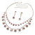 Bridal Pink/Clear Diamante Layered Floral Necklace & Earrings Set In Silver Plating - view 8